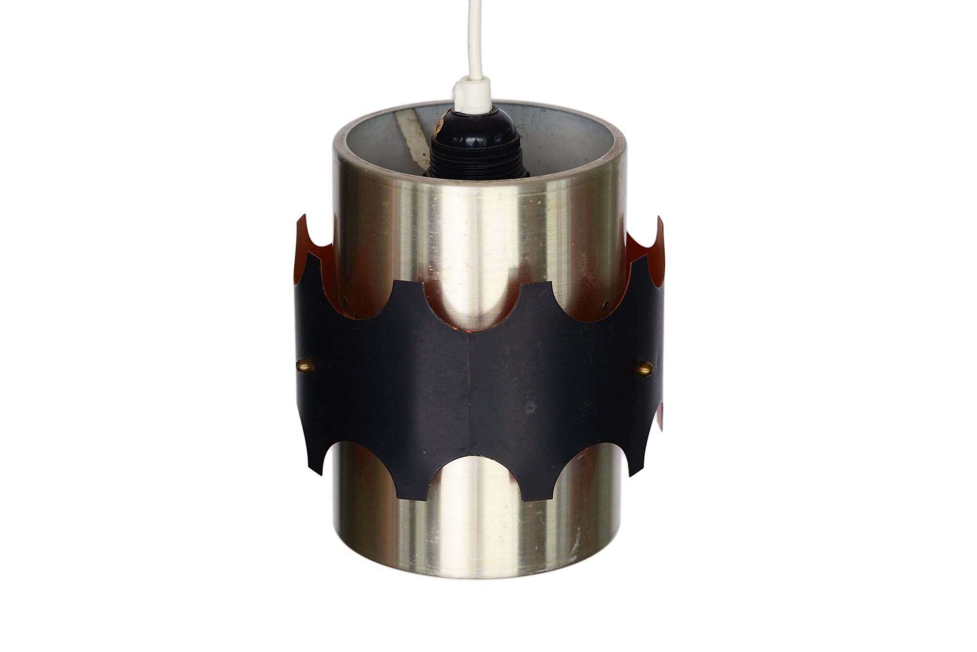 Brushed aluminum pendant light by Werner Schou for Coronell Electro. Denmark 1960s