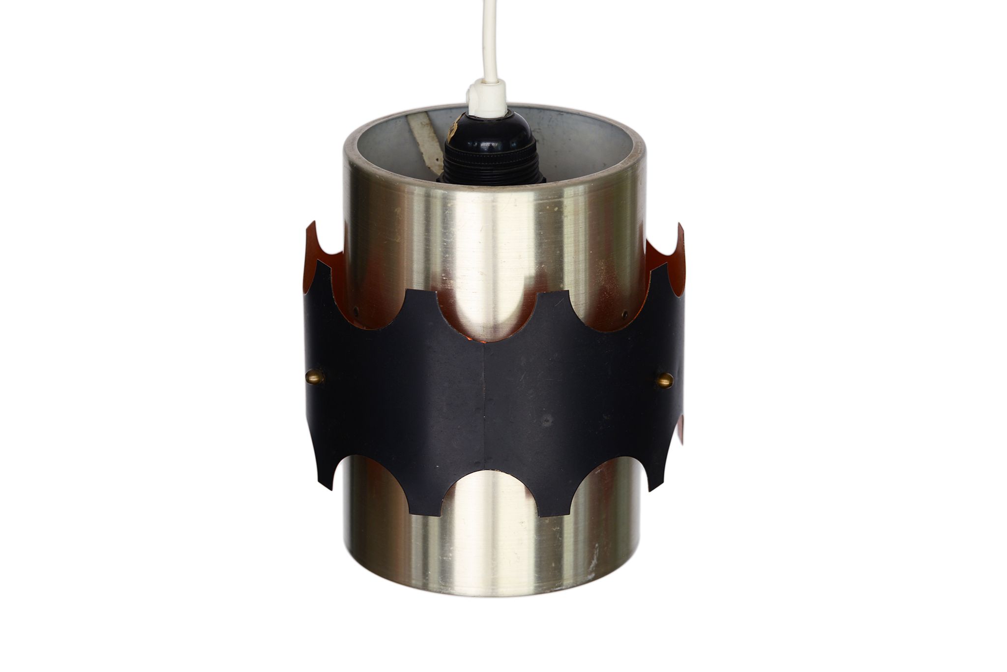 Brushed aluminum pendant light by Werner Schou for Coronell Electro. Denmark 1960s