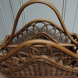 Mid-century italian french riviera bamboo & rattan magazine rack, 1960s