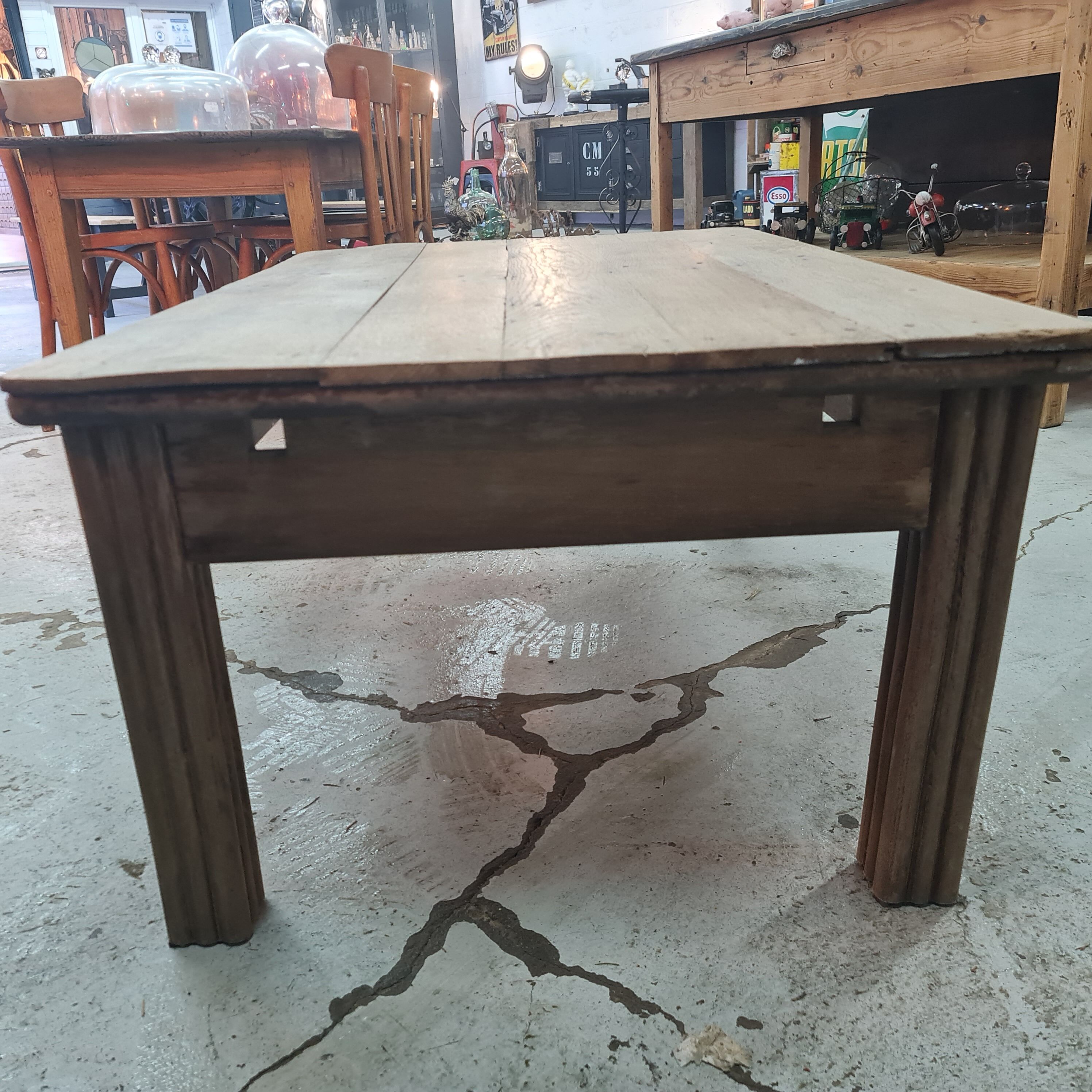 Old oak coffee table with a drawer