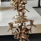 Pair of Antique 3-light candlesticks. Puttis/Cherubs. Bronze