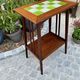 Art Nouveau side table 1910 with double tops in dark oak.