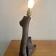 Art Deco carved wooden lamp base bear