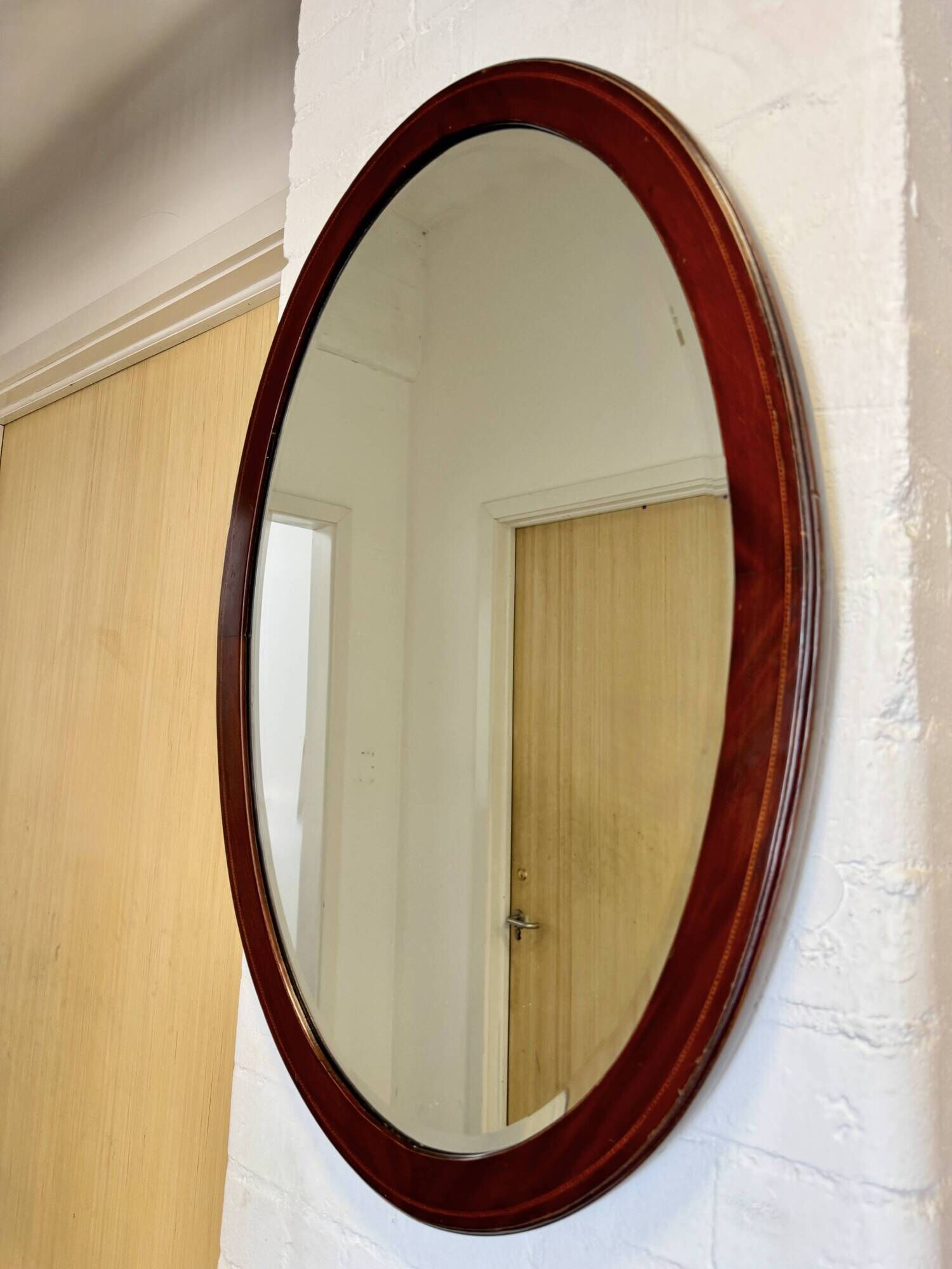 Antique Oval Mahogany Wall Mirror