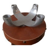 candle holder candlestick candelabra in aluminum silver metal Scandinavian decorative object