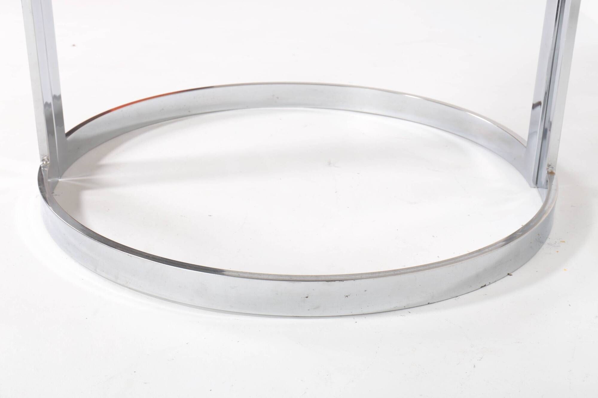 Vintage round table in chrome steel and smoked glass, 1970s