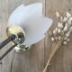 Table lamp with glass globe and brass foot