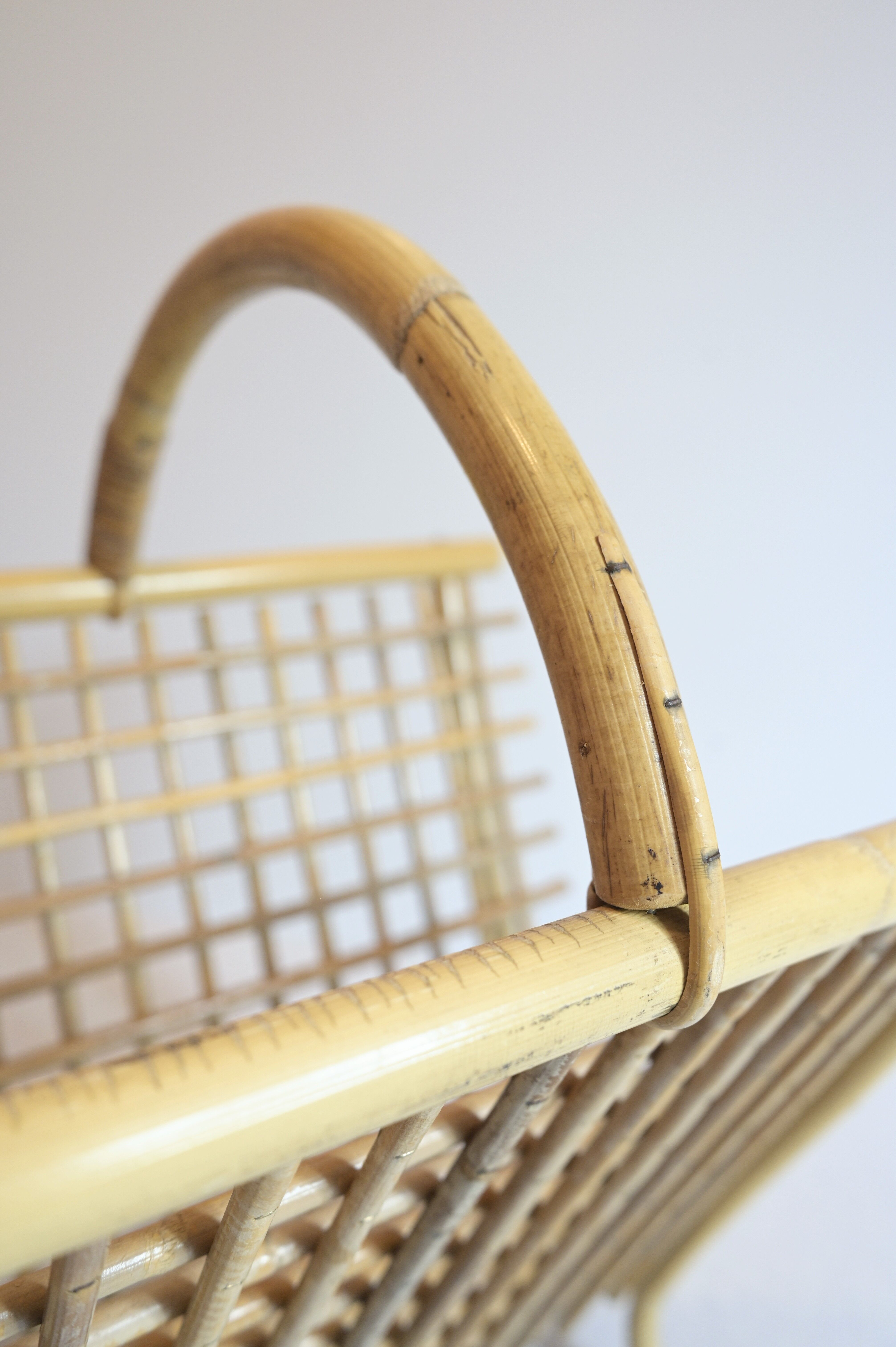 Bamboo and rattan magazine rack from the 70s