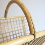 Bamboo and rattan magazine rack from the 70s