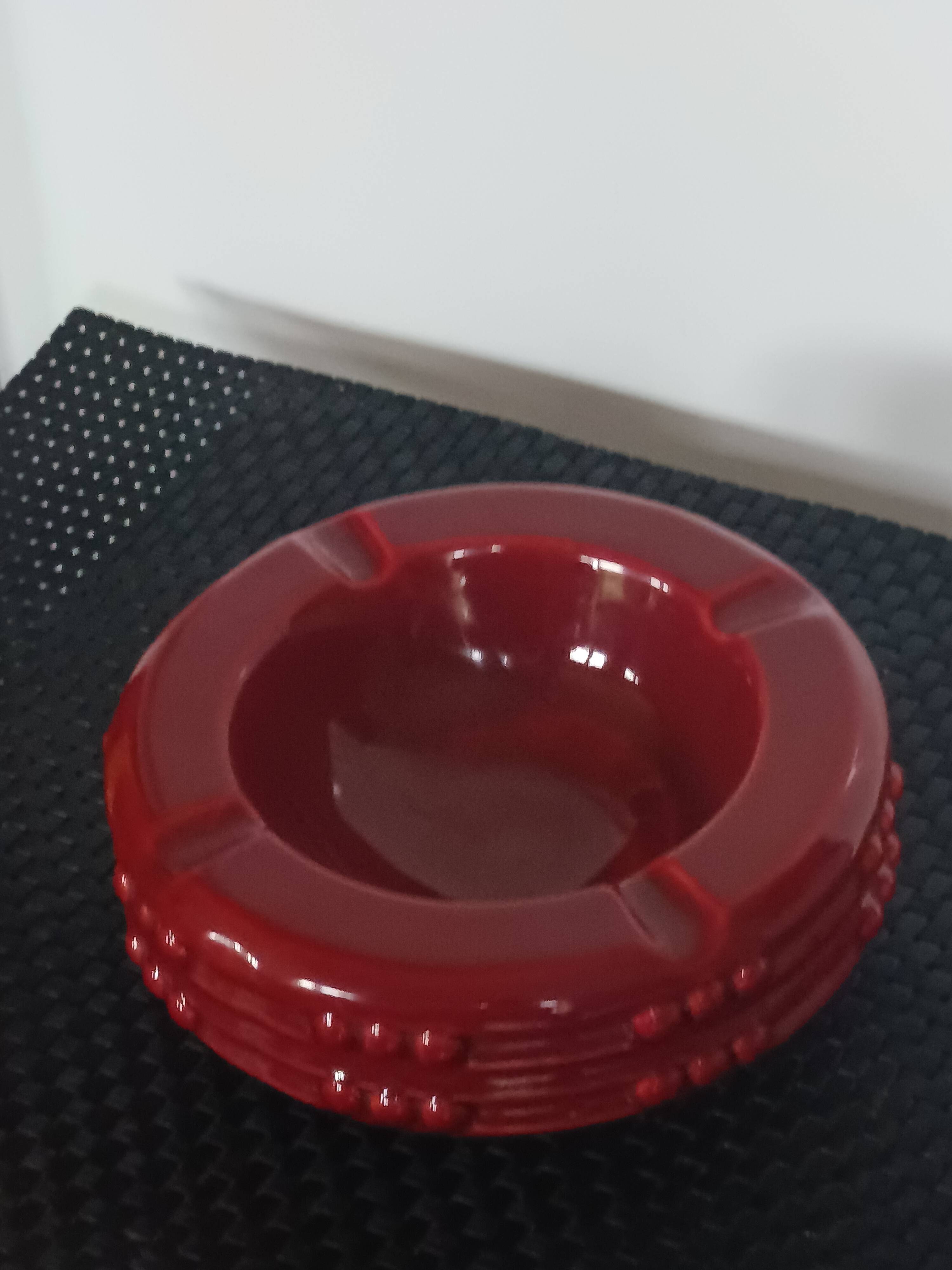 Vintage ashtray Saint-Clément signed B. Letalle – ruby red – 1950s/7