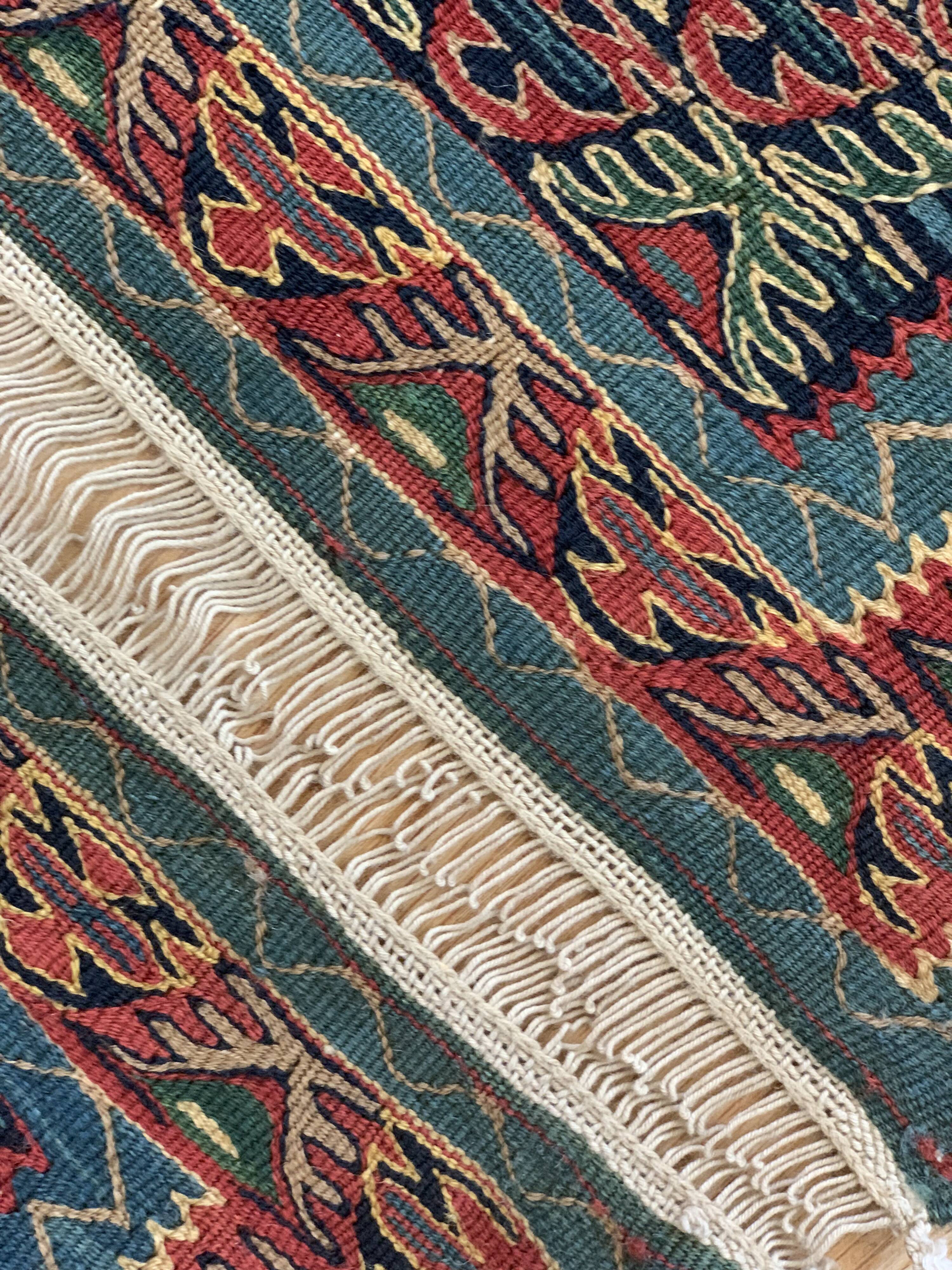 Pair of blue & green silk and wool kilims handmade persian rugs