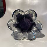 Vase en verre soufflé violet 70s