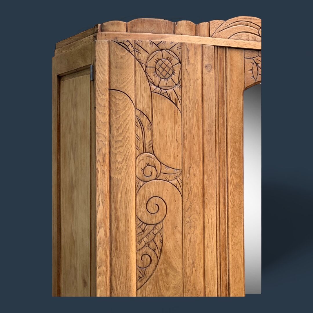 Parisian art deco wardrobe solid raw oak 1930