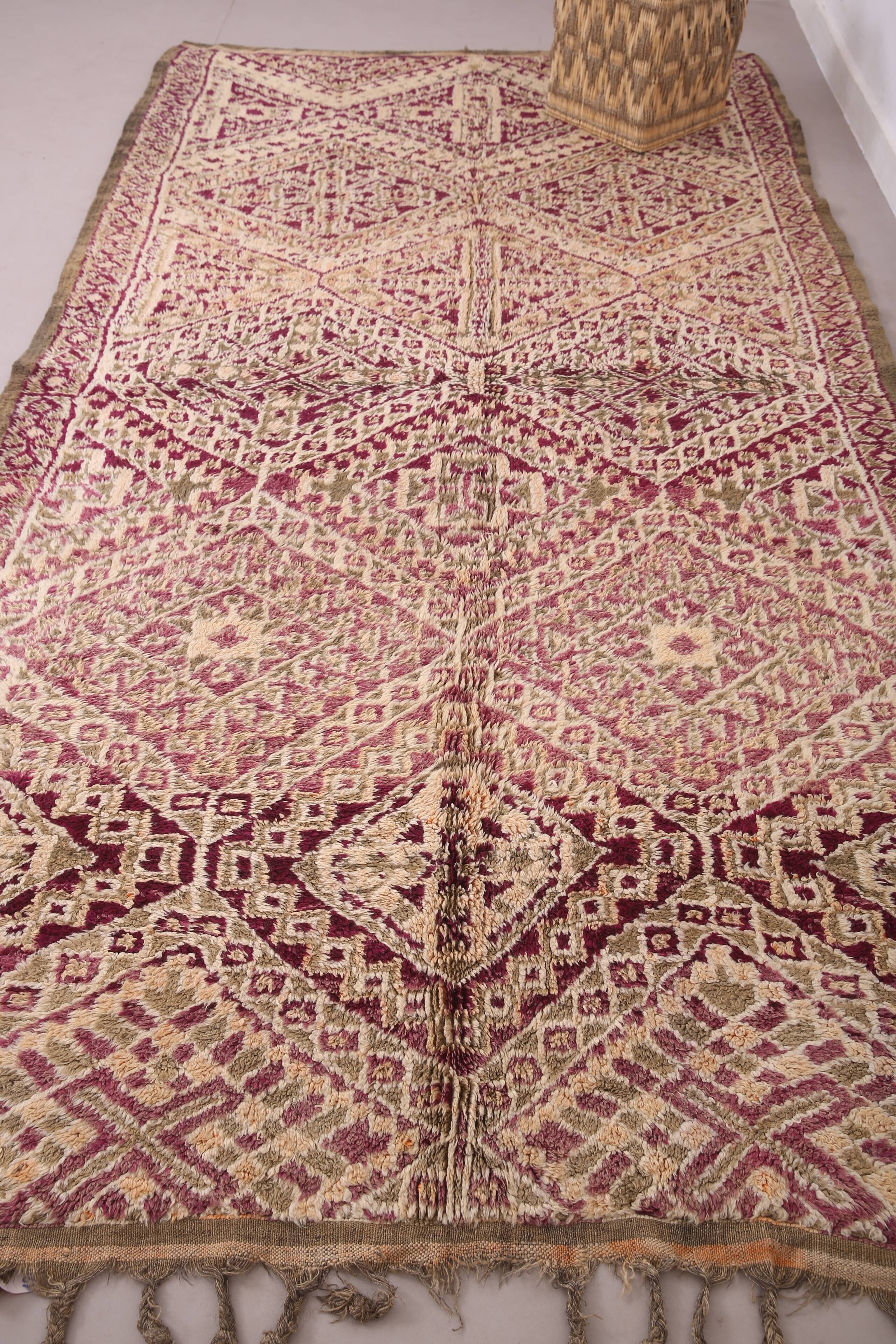 Purple Vintage Beni Mguild Rug 186 x 353 cm - Handmade Berber Wool Rug
