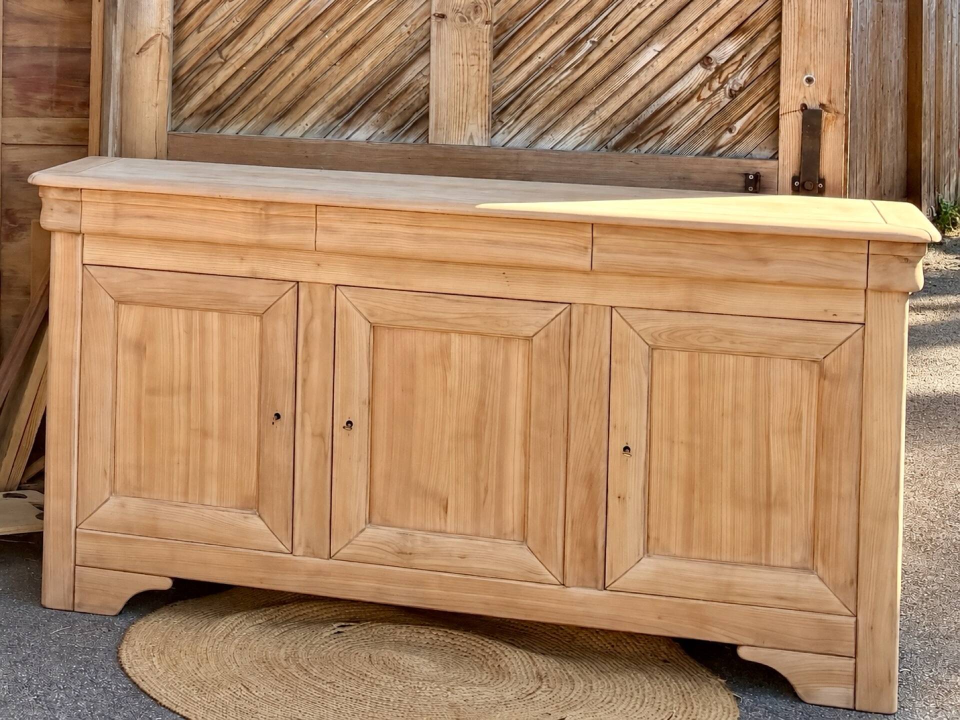 Enfilade ancienne en bois massif brut - 3 tiroirs 