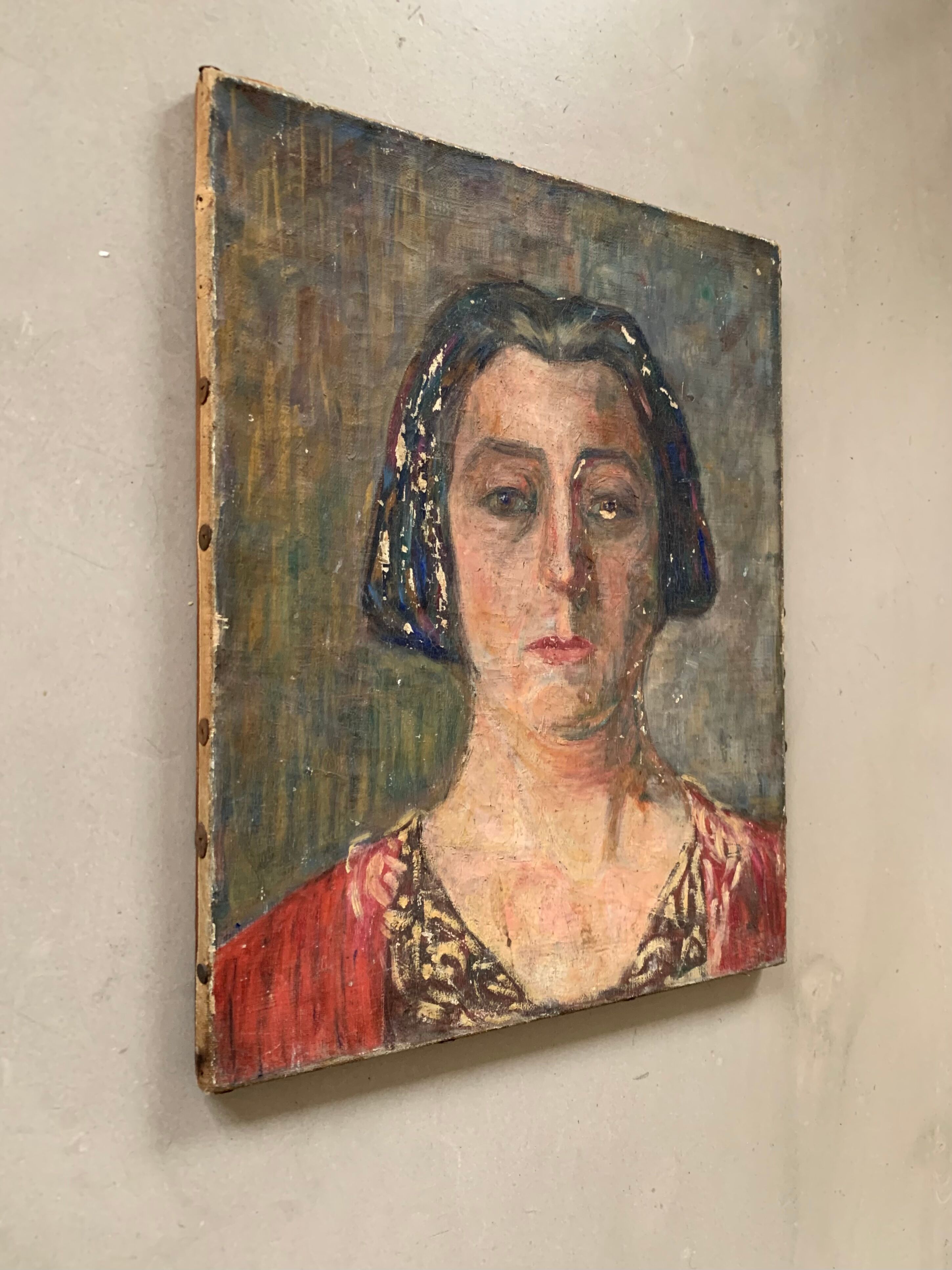 Portrait de femme ancien, huile sur toile