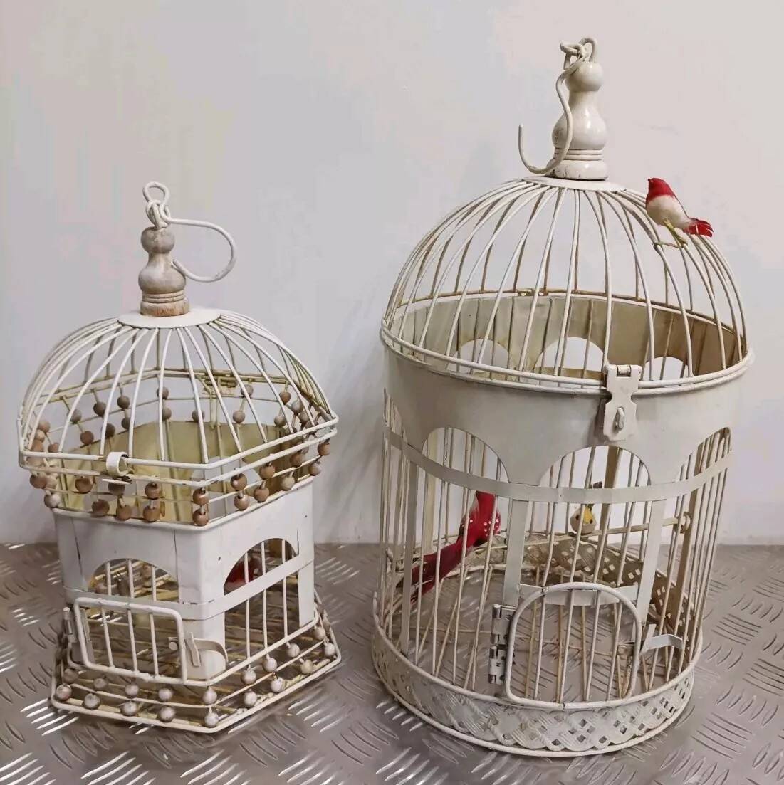 Pair of vintage bird cages