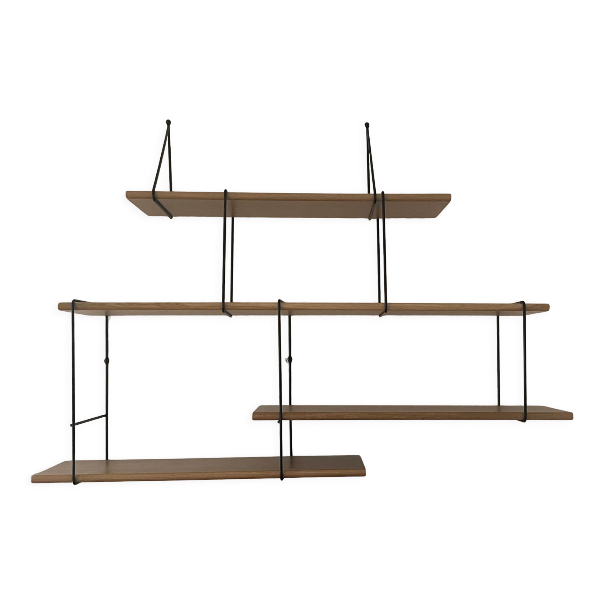 Scandinavian oak and steel shelf