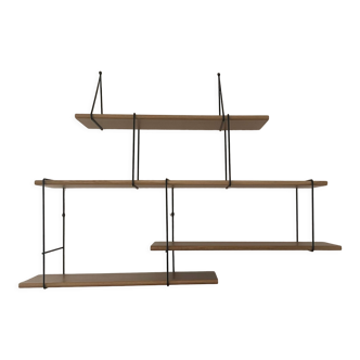 Scandinavian oak and steel shelf