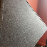 Brass shell socket lamp from the 1st WW, black pyramidal lampshade in Carlucci linen.