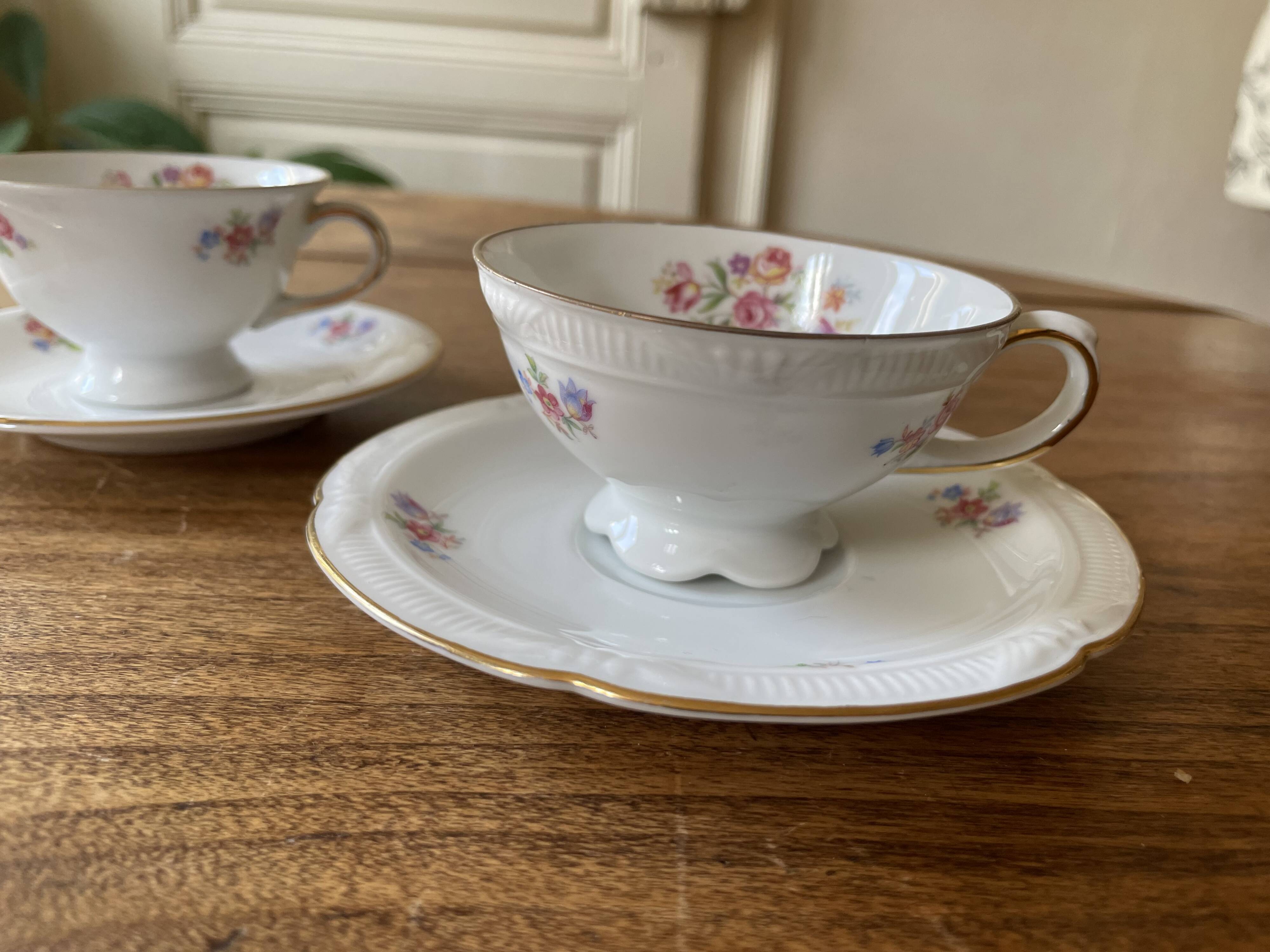 Set 2 coffee cups and saucers - Zeh Scherzer - vintage, old