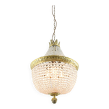 French Empire Crystal and Brass Chandelier, 1940s