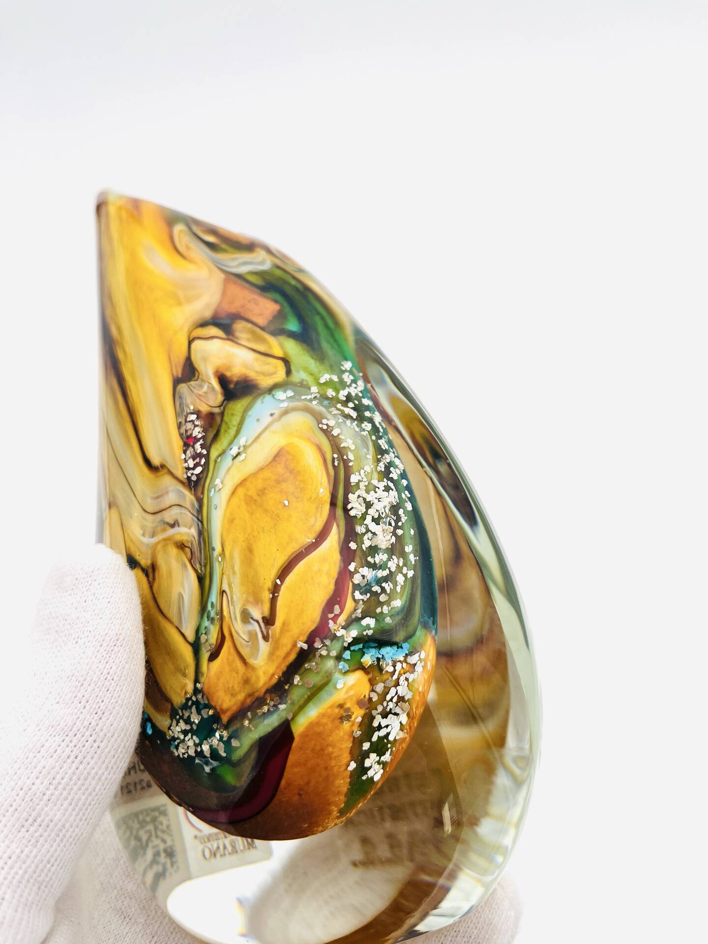 Vase sculpture Murano Gioia Michele Onesto Oball or 24k Sommerso 20cm
