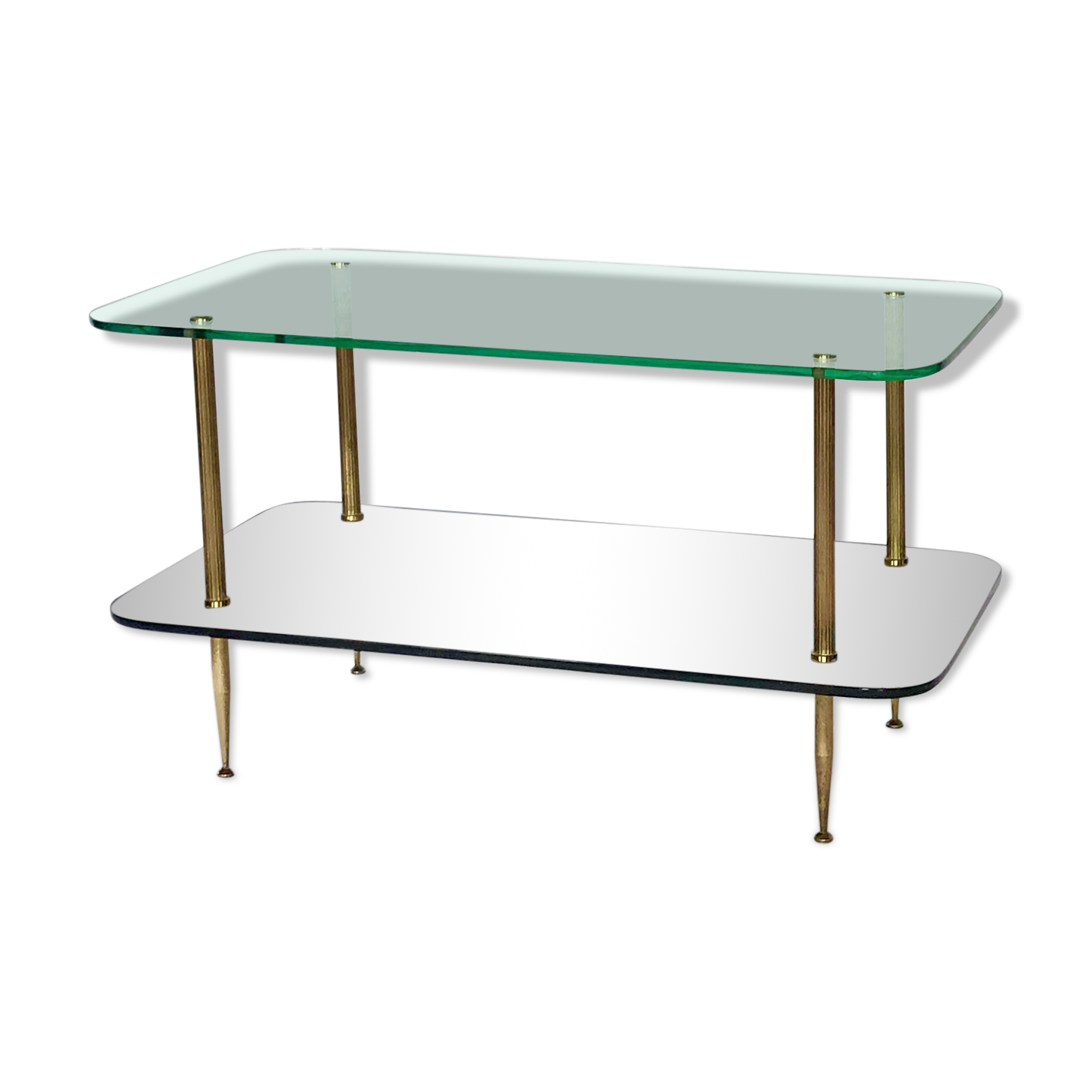 Table basse années 50 verre et laiton