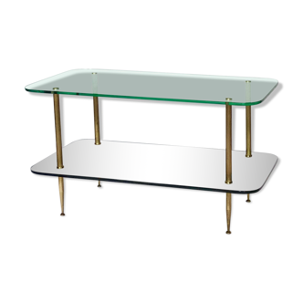 Coffee table years 50 glass and brass