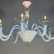Venetian chandelier in white and colourless Murano glass, circa 1990.