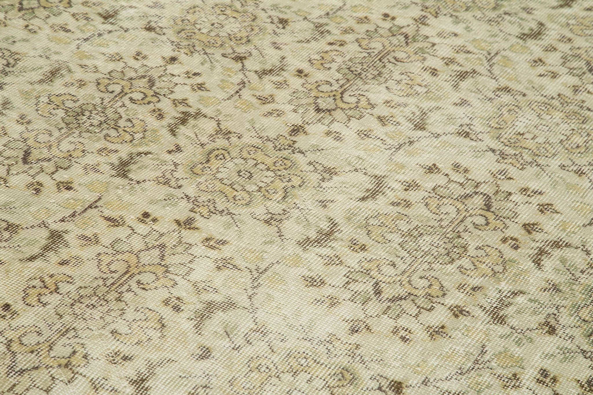 Hand-knotted decorative turkish beige rug 196 cm x 311 cm