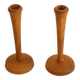 Pair of vintage Scandinavian teak candlesticks 1960