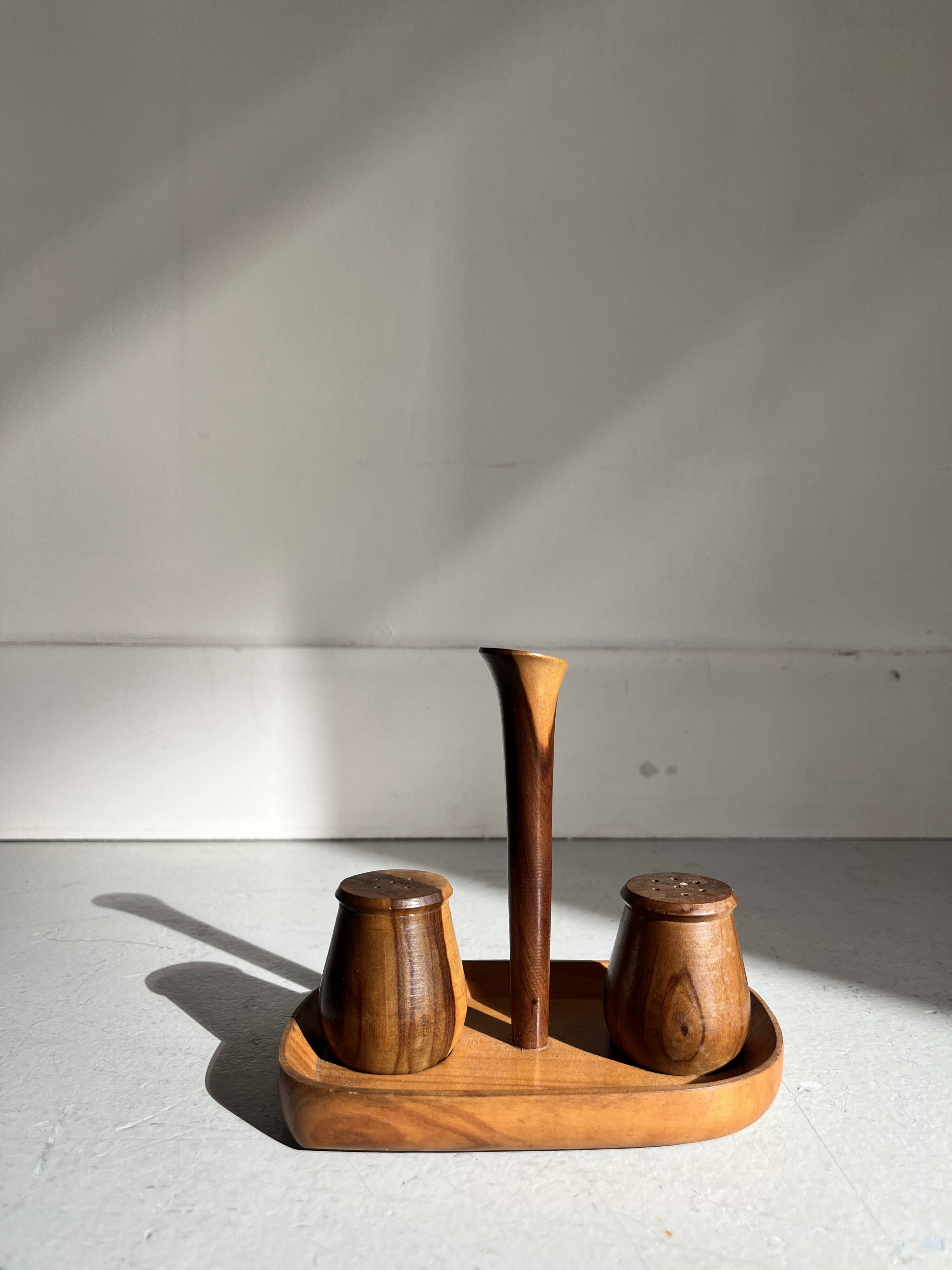 Scandinavian teak wood salt and pepper shaker set, 1950