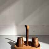 Scandinavian teak wood salt and pepper shaker set, 1950