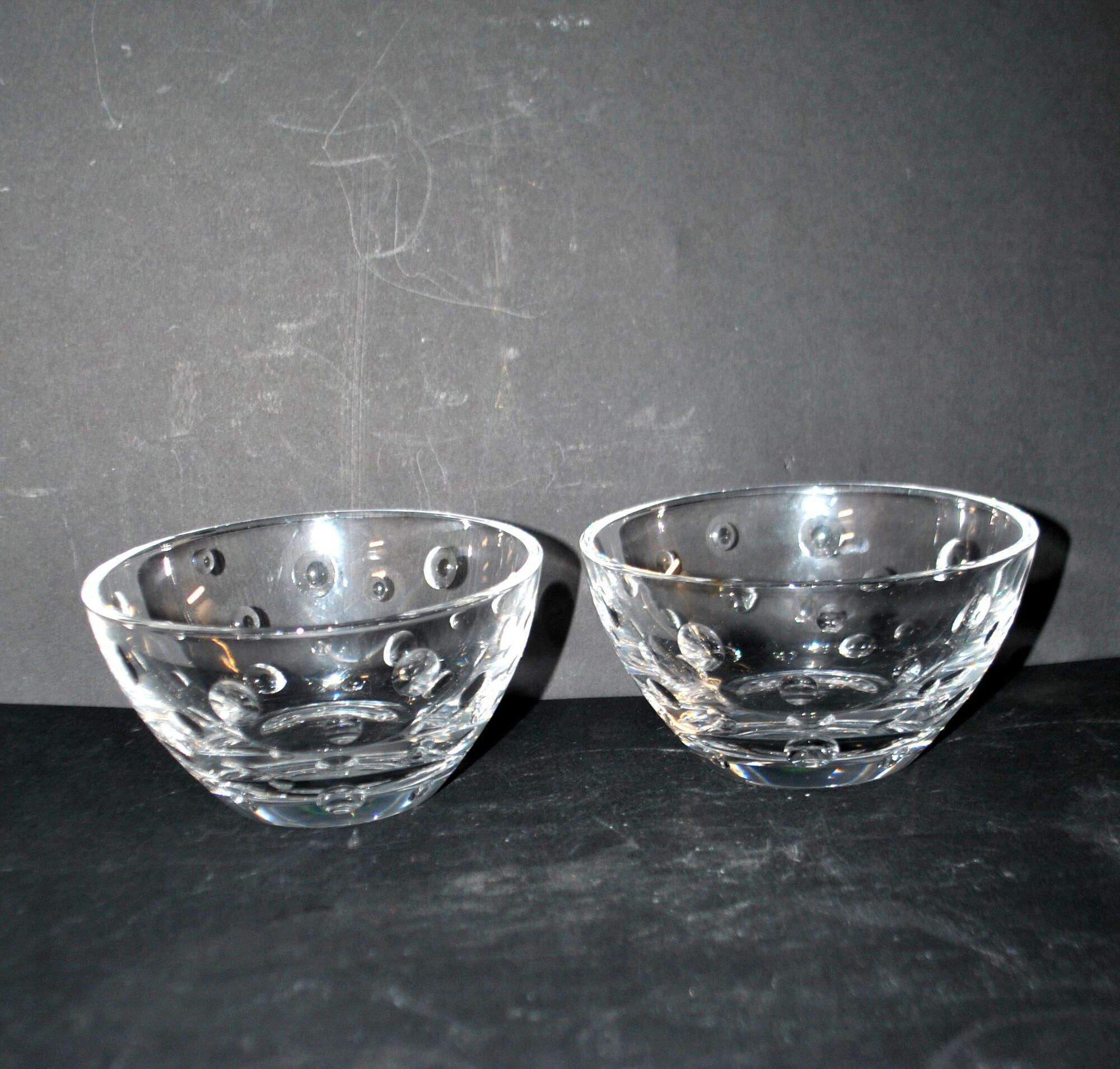 Cristal jg durand set of 2 cut crystal bowls with bubble dots