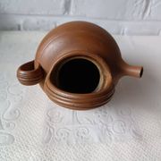 Vintage handmade brown glazed stoneware gargoulette.