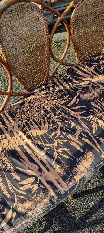 Rattan bench and cannage, vintage