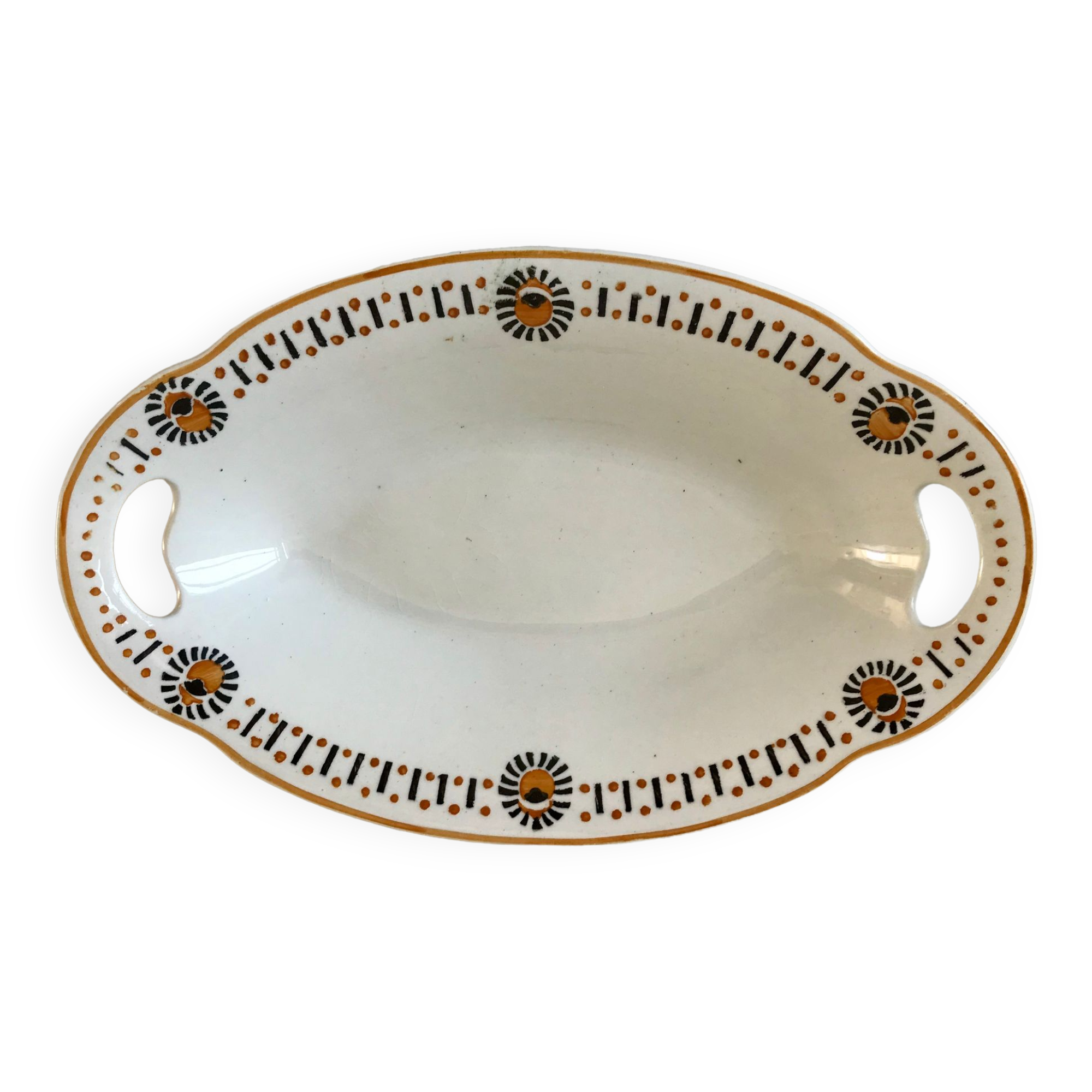 Oval and hollow dish longwy model "cézarine" art deco 30s