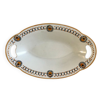 Oval and hollow dish longwy model "cézarine" art deco 30s