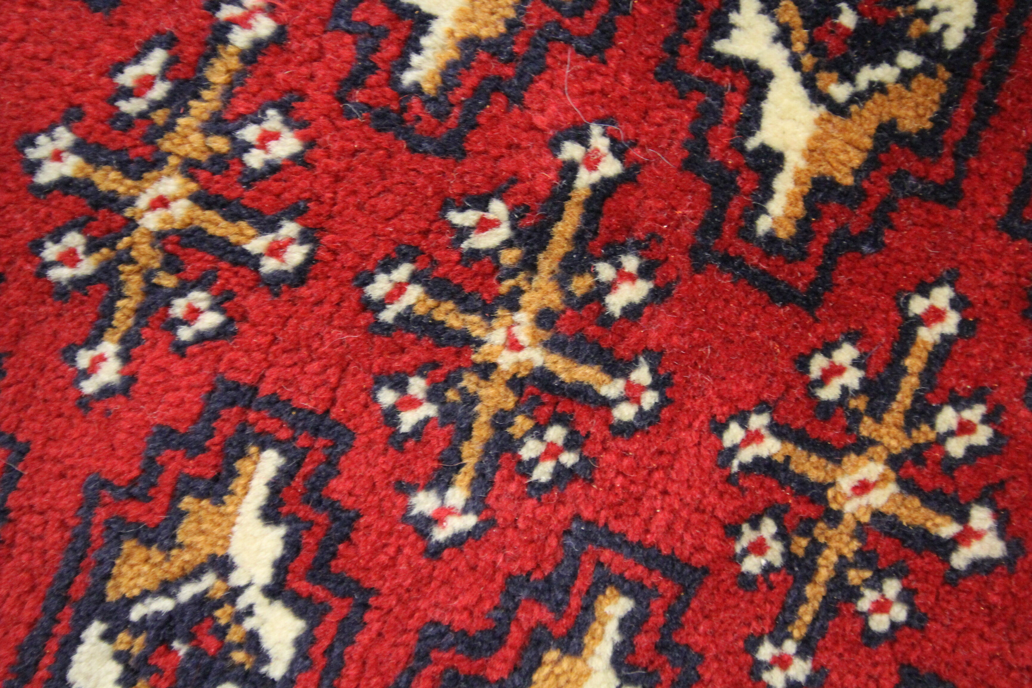 Traditional small vintage red wool persian rug handmade oriental area rug - 67x138cm