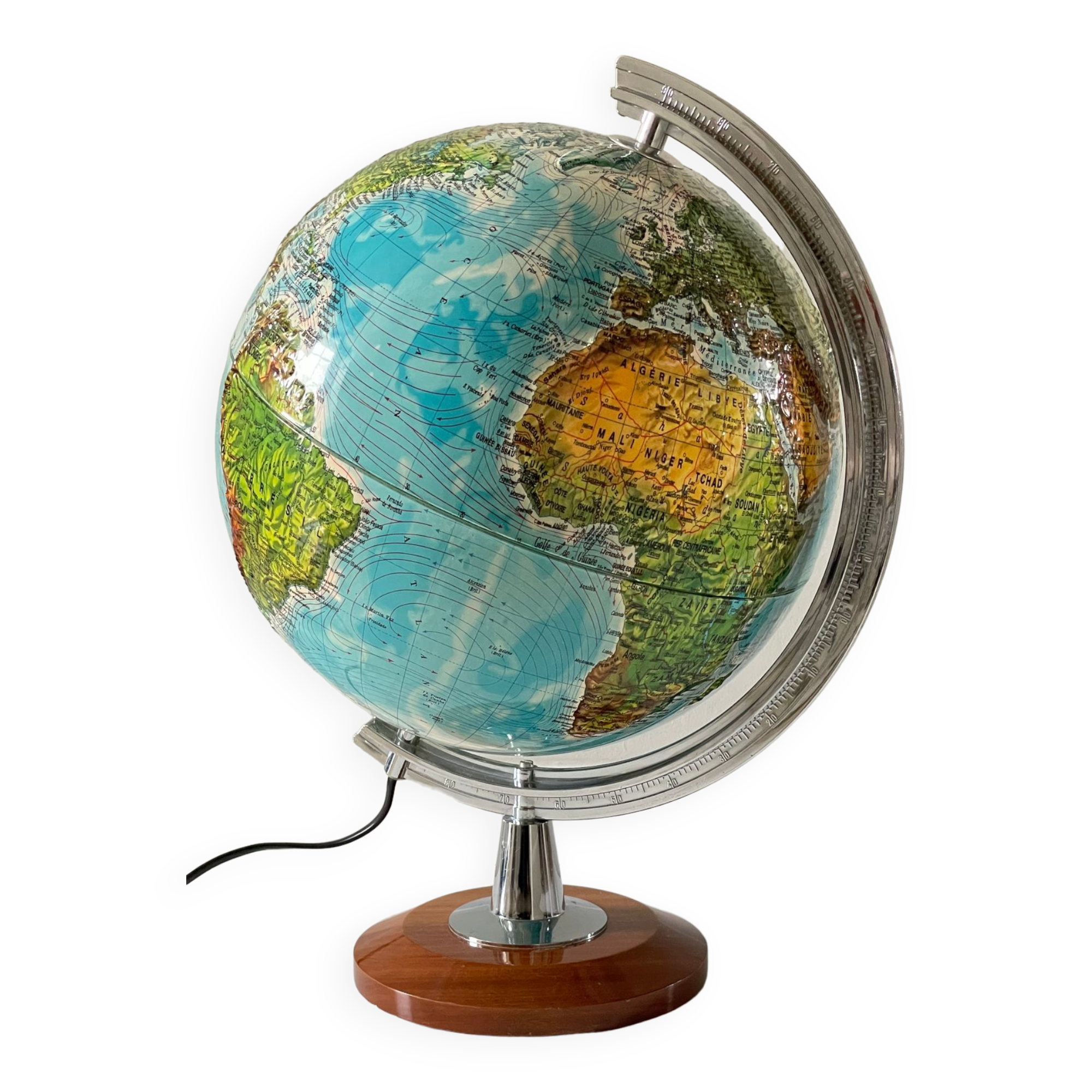 Luminous globe and reliefs made in Italy vintage