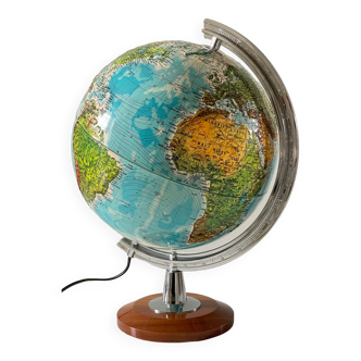 Globe terrestre lumineux et reliefs made in Italy vintage