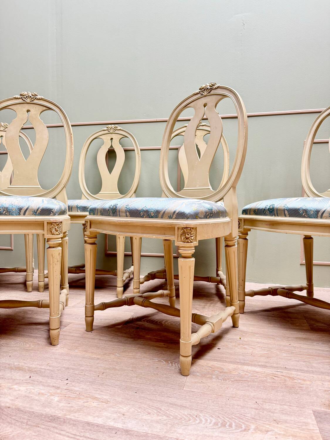 Suite Of Six Louis XVI Style Lacquered Wood Chairs