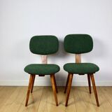 Vintage chair with green boucle backrest like Skoczek - set of 2 chairs