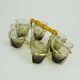Set of 6 midcentury shot glasses in a brass holder with bamboo handle 1950s