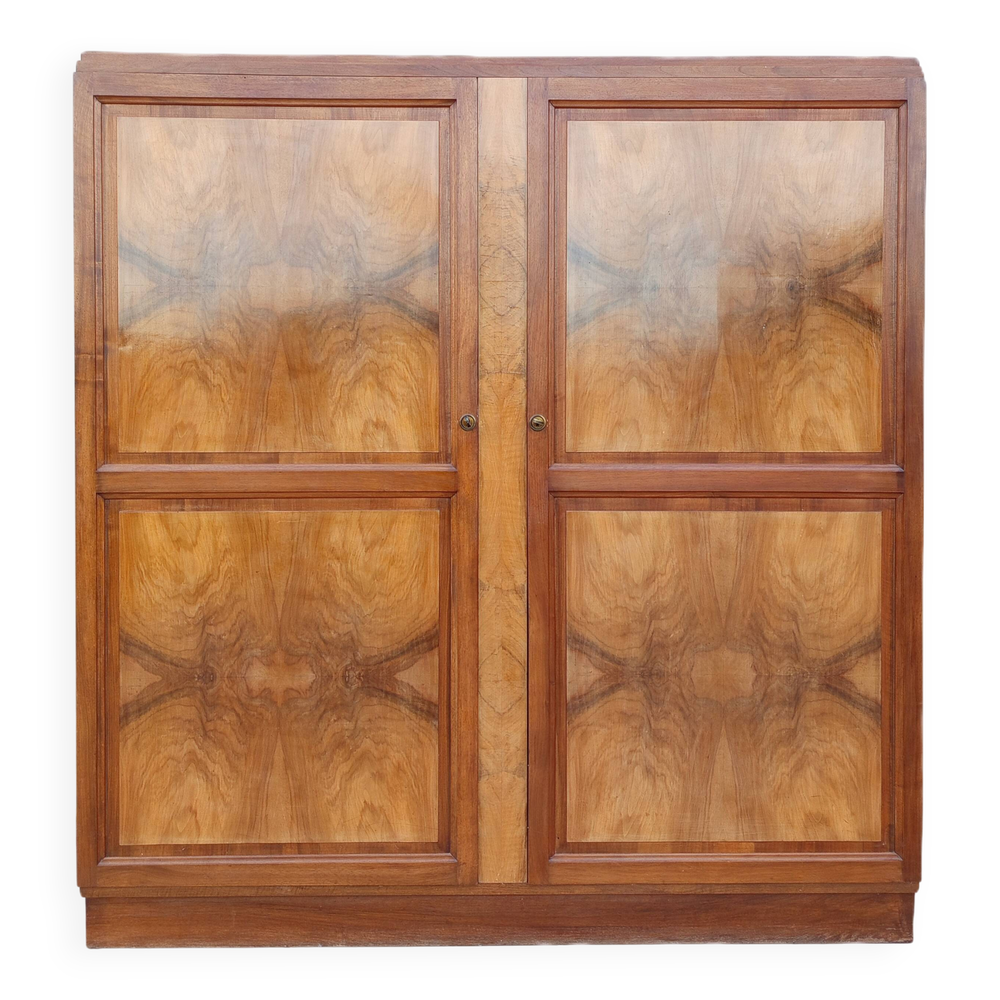 Art Deco Wardrobe in Walnut and Burl Walnut