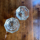 Pair of glass candle holders