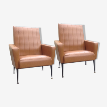 Pair of club armchairs skai 60s