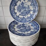 Set de 15 assiettes plates à motifs anglais Lunéville