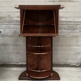 Dutch boat bar solid oak and red copper 1940 1950 art deco